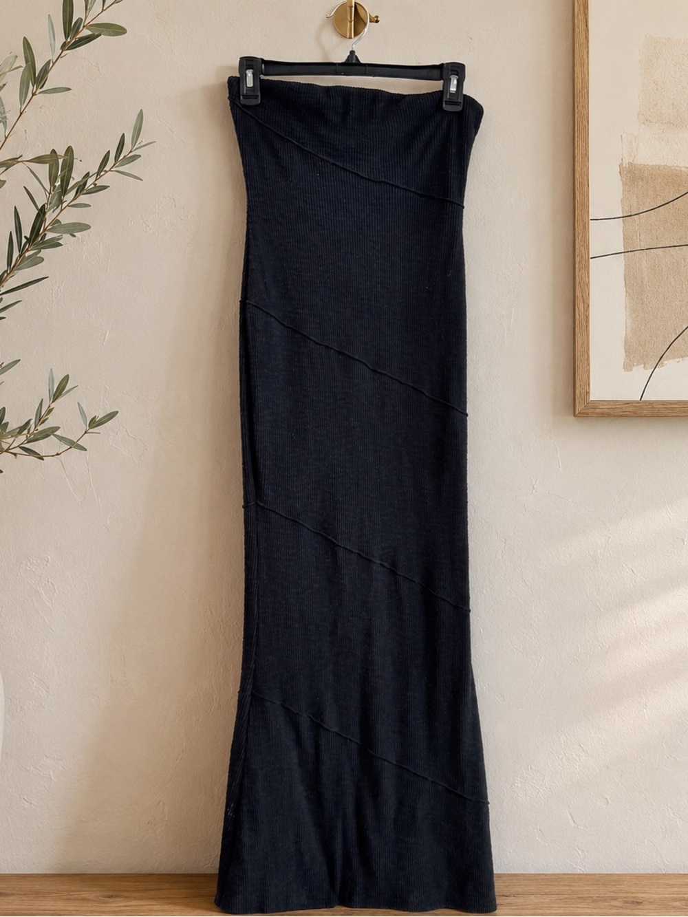 Princess Polly Black Ribbed Strapless Dress US 6